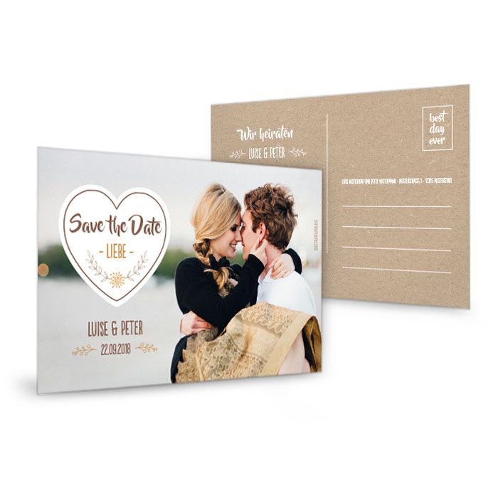 Save-the-Date Karte zur bayerischen Hochzeit mit Herz ...