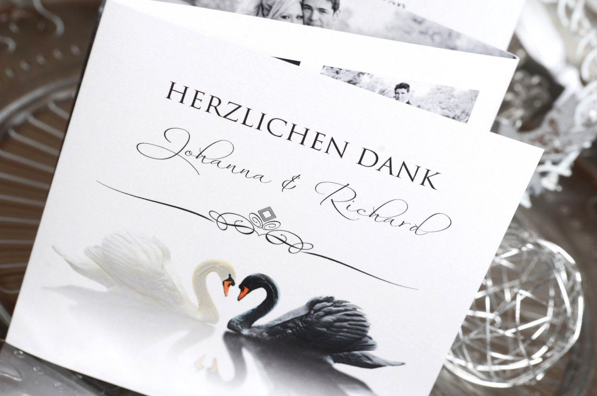 Romantische Hochzeitspapeterie mit Schwänen Carinokarten